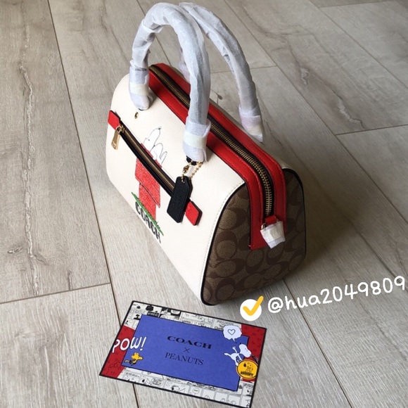 Coach X Peanuts Rowan Satchel With Snoopy - Picture 4 of 10